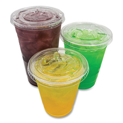 PET Lids, X Straw Hole, Fits 8 oz to 10 oz Cold Cups, Plasti