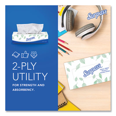 Facial Tissue for Business, Flat Box, 2-Ply, White, 100 Shee
