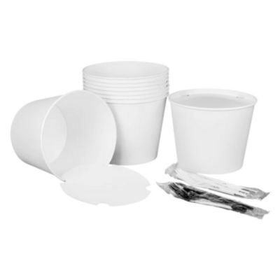 Food Bucket with Lid, 130 oz, 8.46" Diameter x 6.6" h, White