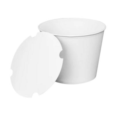 Food Bucket with Lid, 130 oz, 8.46" Diameter x 6.6" h, White
