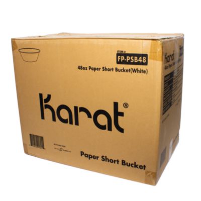 Food Bucket, 48 oz, 7.99" Diameter x 2.4" h, White, Paper, 2
