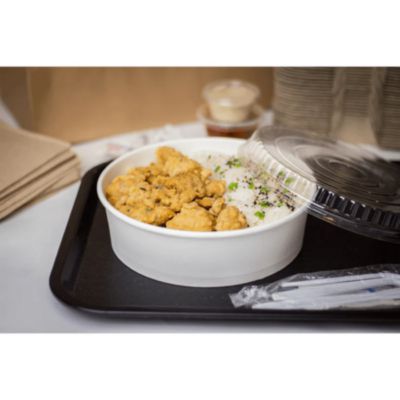 Food Bucket, 48 oz, 7.99" Diameter x 2.4" h, White, Paper, 2