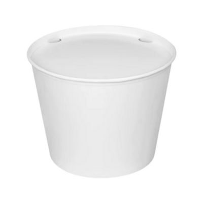 Food Bucket with Lid, 130 oz, 8.46" Diameter x 6.6" h, White