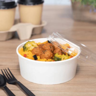 Food Bucket, 32 oz, 6.5" Diameter x 2.4" h, White, Paper, 36