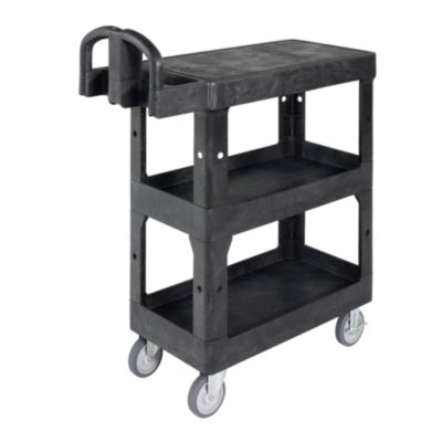 BRUTE 3-Shelf Heavy-Duty Ergo Flat Utility Cart, Plastic, 3