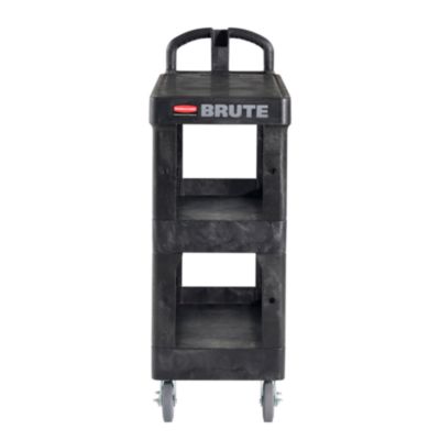 BRUTE 3-Shelf Heavy-Duty Ergo Flat Utility Cart, Plastic, 3 