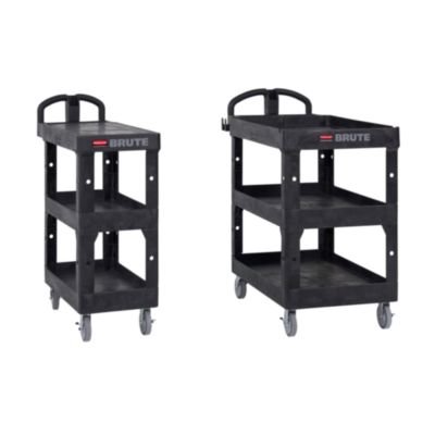 BRUTE 3-Shelf Heavy-Duty Ergo Flat Utility Cart, Plastic, 3