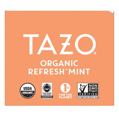 Tea Bags, Organic Refresh Mint, 16/Box, 6 Boxes/Carton