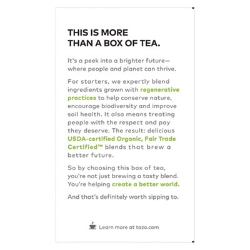 Tea Bags, Organic Green Ginger, 16/Box, 6 Boxes/Carton