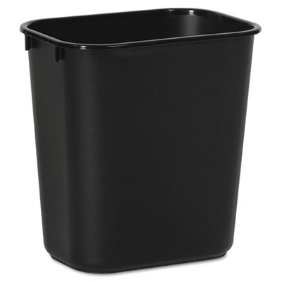 Wastebasket, 14 qt (3.5 gal) , Plastic, Black