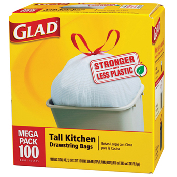 Glad Drawstring bags with ForceFlex- 100 count