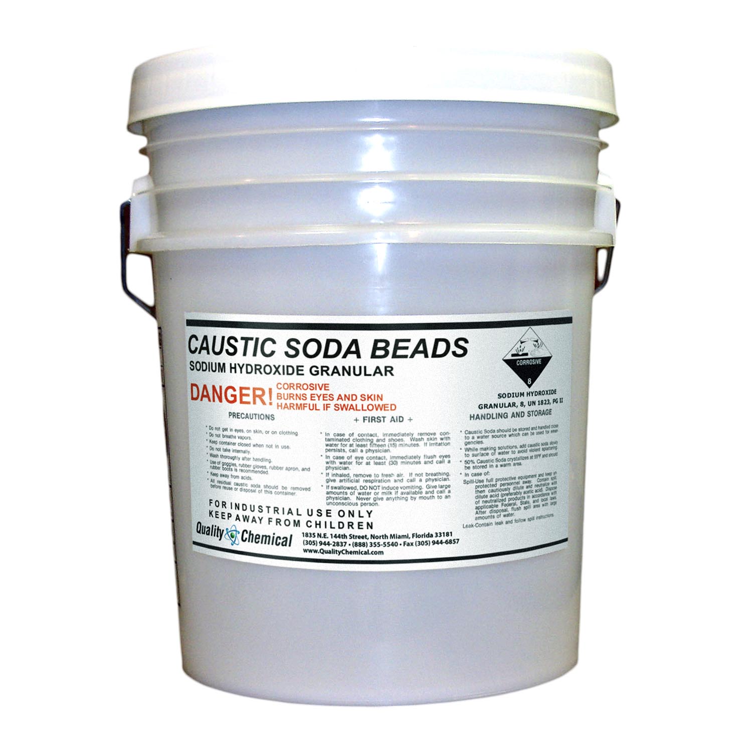 Sodium Hydroxide Beads (Caustic Soda) - 40 lb pail